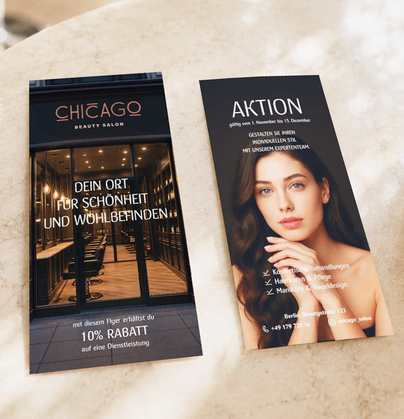 Flyer für einen Beauty-Salon (DIN-lang)